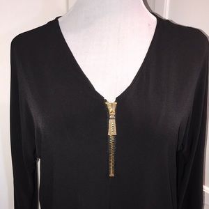 Grace black tunic with gold zipper